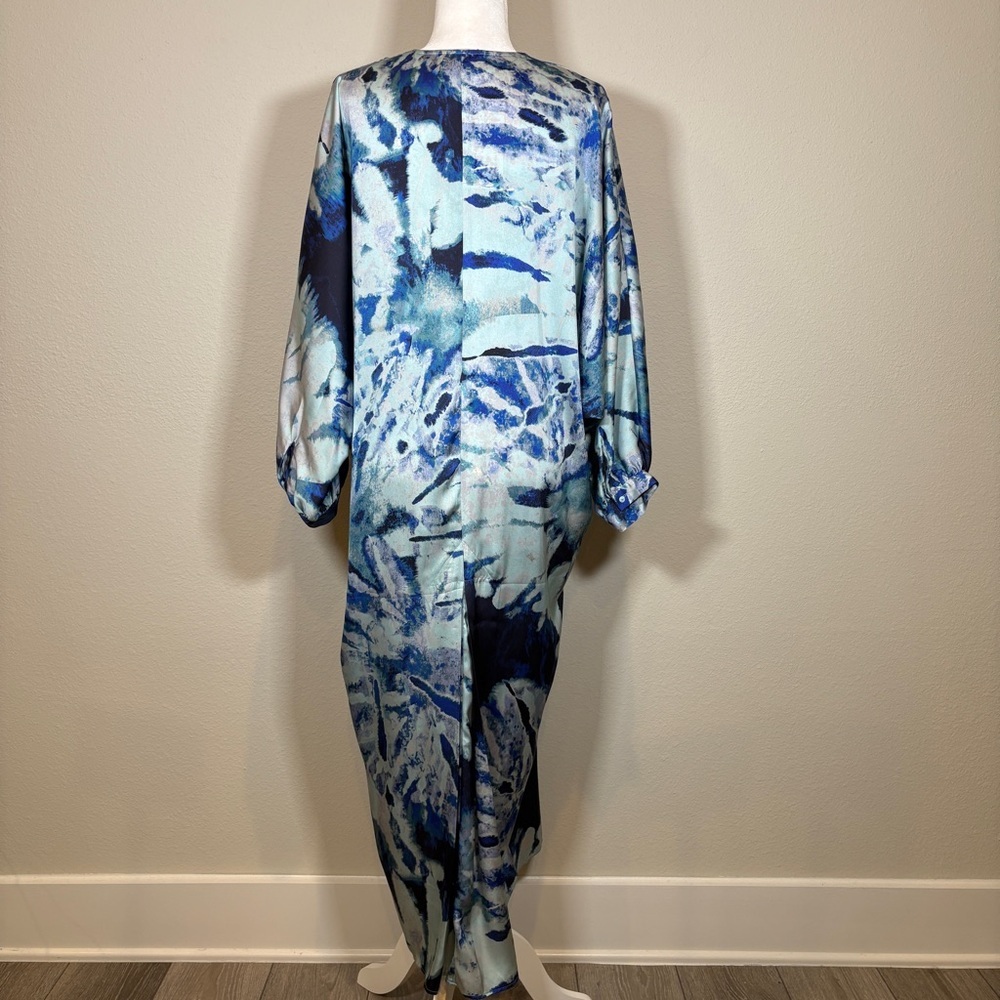 NWT Zara Blue Kaftan Style Dress Size Medium - Picture 4 of 10